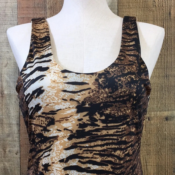 Lioness Swimsuit Womens XXL 12 Brown Black The Electra One‎ Piece Tiger Print - Picture 2 of 15